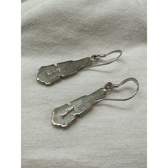 Sterling Silver Micro Inlay Turquoise + Opalescent Drop Earrings